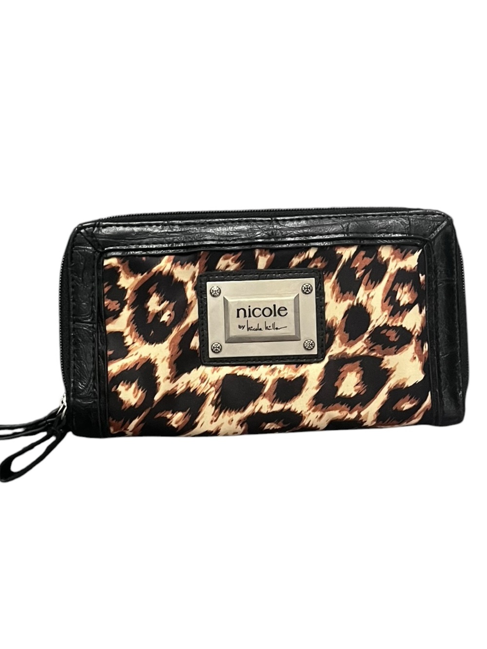 Nicole by Nicole Miller Leopard Print Zip Wallet - Black & Brown